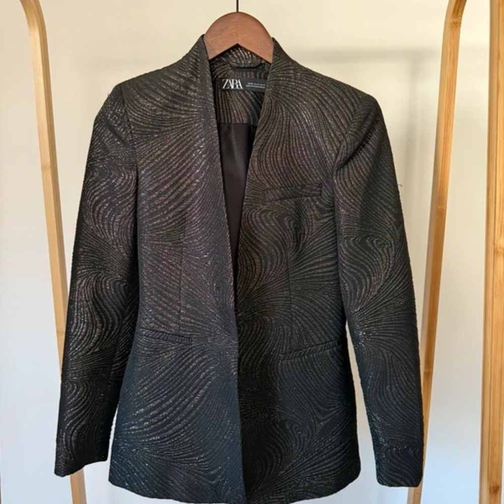 Zara Black Textured Blazer